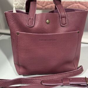 Portland Leather Pink Tote Bag with Detachable Strap